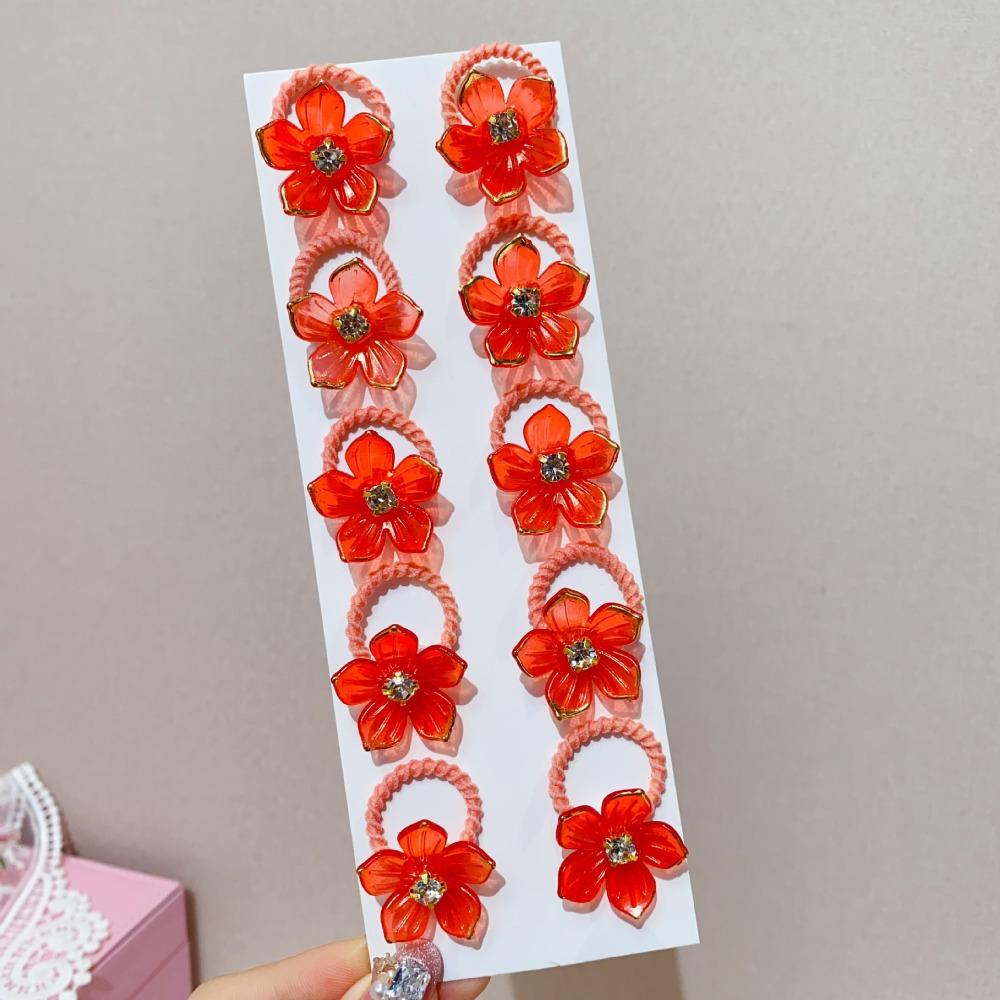 Rhinestone Decor Elastic Hair Bands Durable Cute Design Girls Hair Ties Flower Design Non-Slip Braiding Hair Ropes