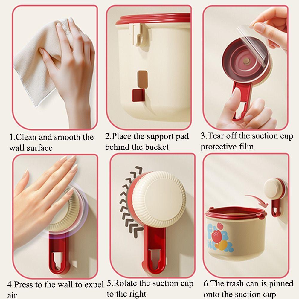 Stanzfreier Saugbecher-Mülleimer Niedlicher Cartoon-Aufbewahrungseimer Badezimmer-Ablageregale Abfalleimer