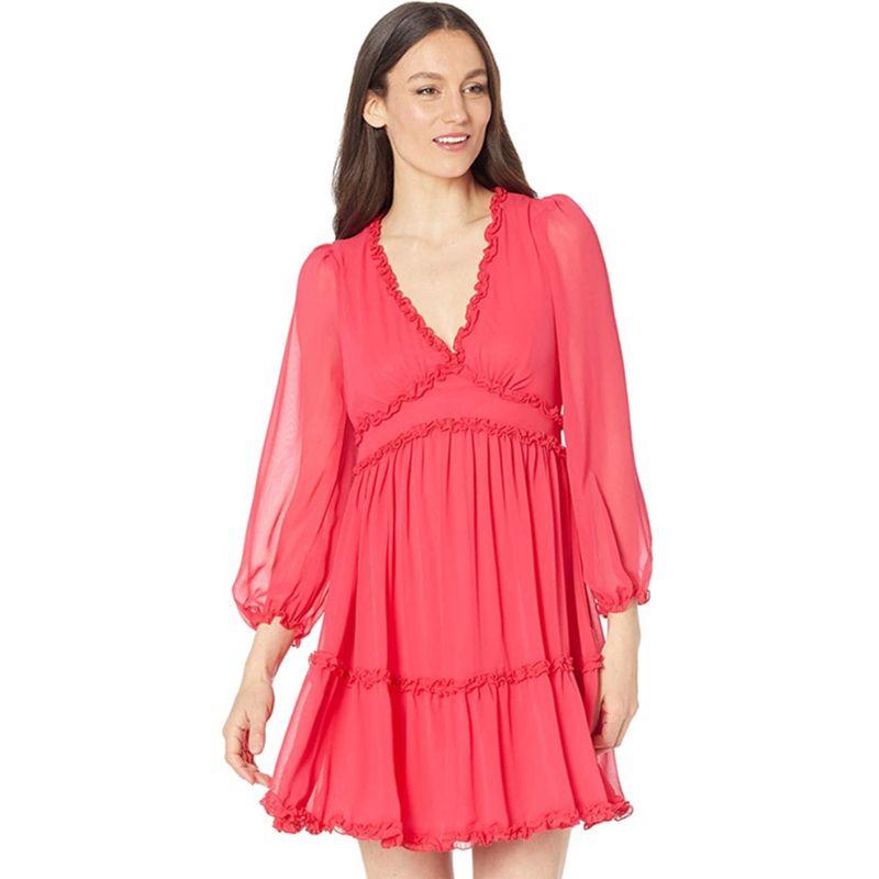 

Export Original Women s Summer V-neck Ruffled Midi Dress Watermelon red 12