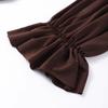 Elegant Lace Fold Dress Women Brown Deep V-neck Long Sleeve Mini Dresses Female 2025 Spring Summer Fashion Loose Lady Robe