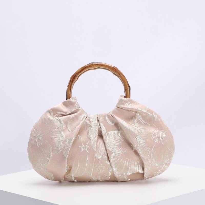 Borsa Portatile in Stile Cinese Vintage con Tessuto Jacquard Ricamato per Uso Quotidiano