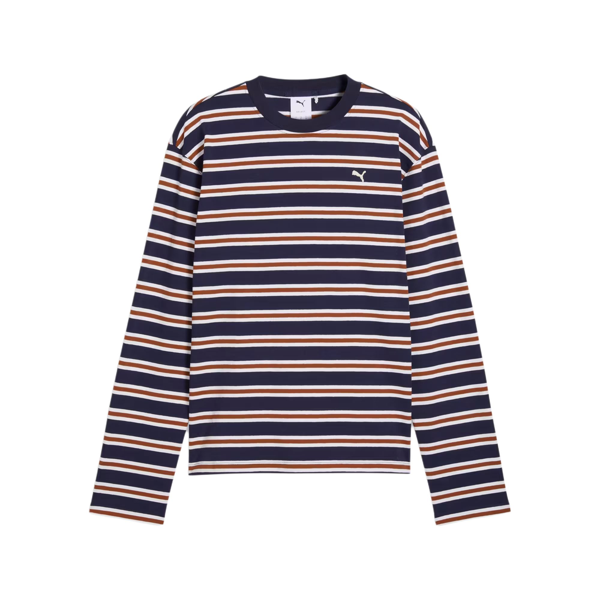 Puma Essentials Select Свободная полосатая футболка с длинным рукавом Мужские топы 63473106 M