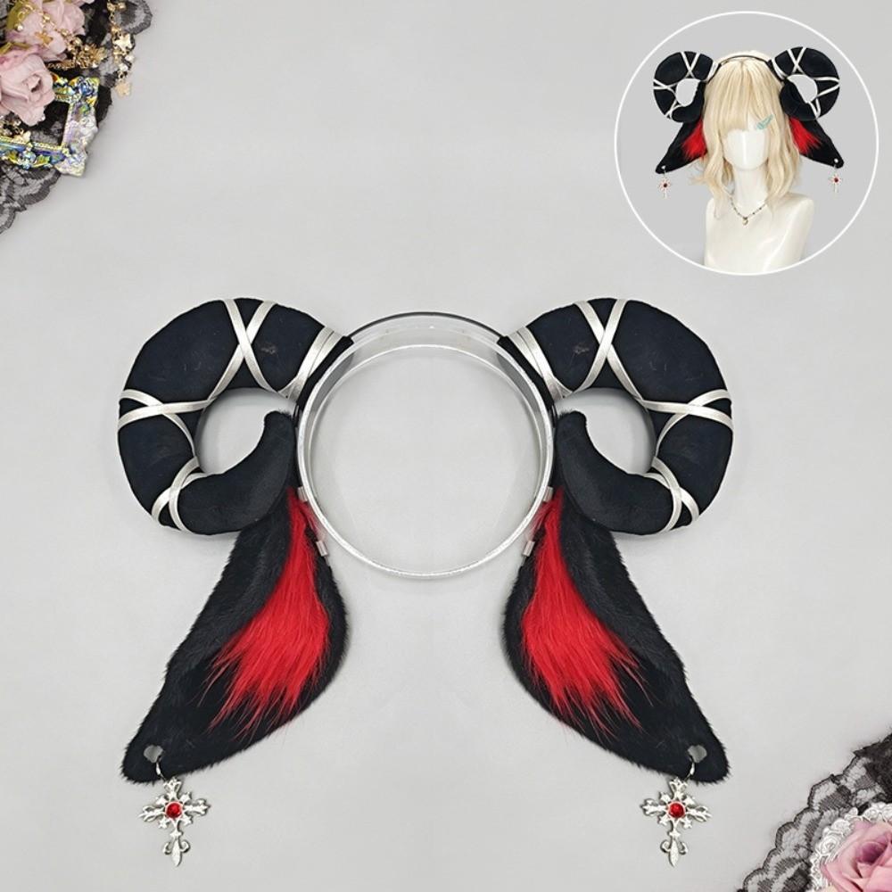 Soft Devil Goat Horn Headband Cute Cosplay Headwear Sheep Ears Hair Band Lolita Accessories