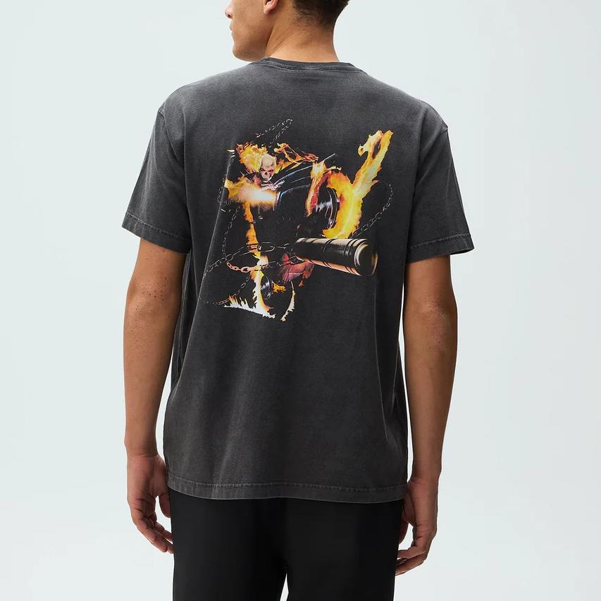 Kith X Marvel Ghost Rider Graphic Vintage Pullover Short Sleeve T-Shirt Men T-Shirts KHM034774-001
