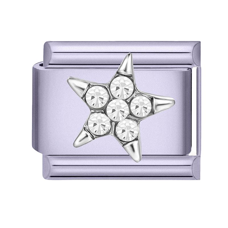 Y2K Purple Series Bow Candy Heart Flower Shiny Italian Charm Links Fit 9MM Stainless Steel Bracelet Girls' DIY Making Jewelry