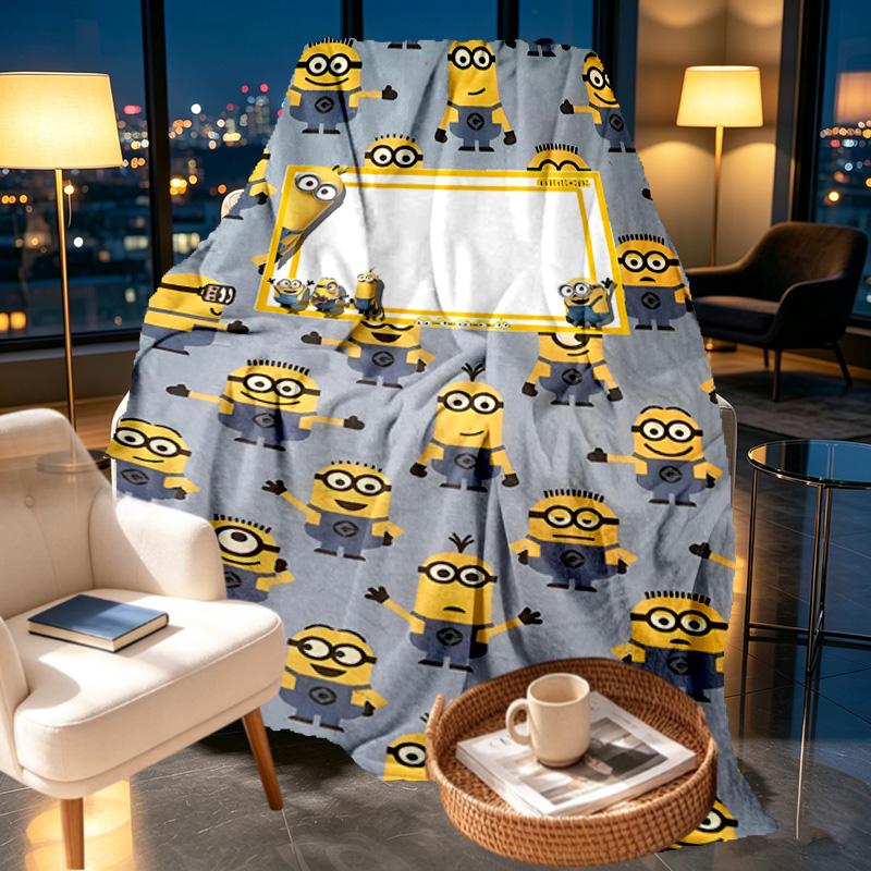 Minions Print Blanket - Soft & Comfortable, for Bedroom, Travel, Sofa, Home Decoration - Birthday Christmas Gift for Friend