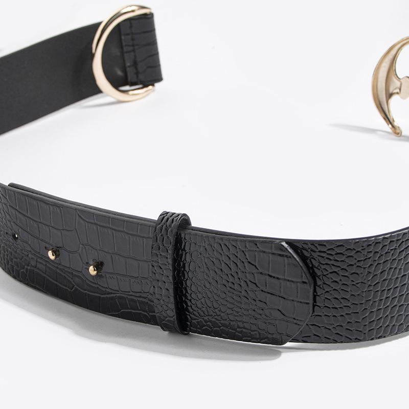 J Simple and Versatile Crocodile Pattern Waist Seal Atmospheric and Fashionable Ladies Wide Belt