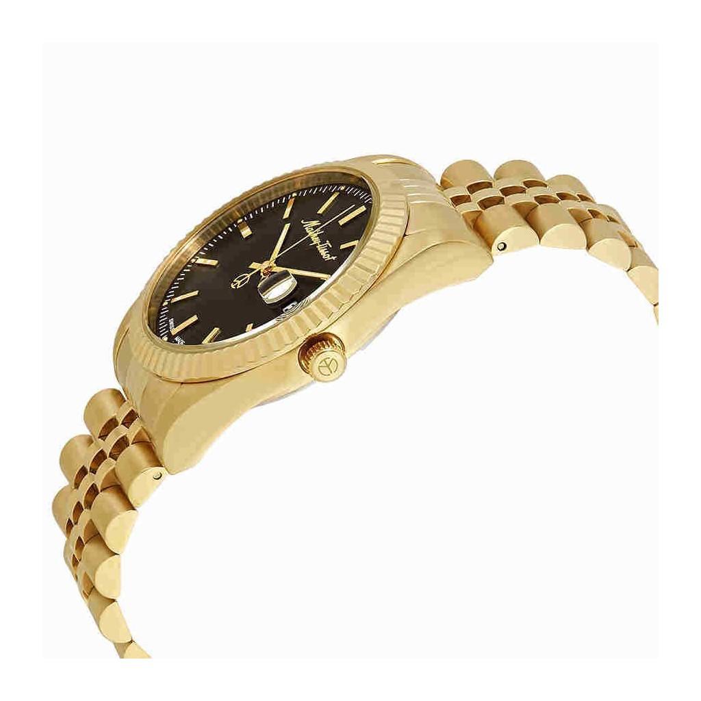 Mathey-Tissot Mathy III Goldfarbene Edelstahl-Quarzuhr mit schwarzem Zifferblatt H810PN für Herren