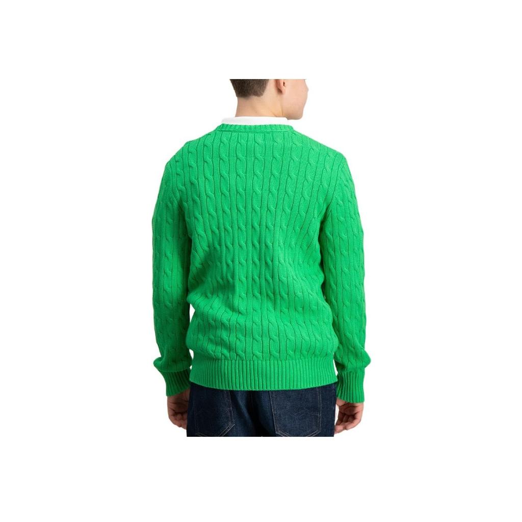 Polo Ralph Lauren Sweater Ss24 Solid Color Logo Embroidery Cable Knit Long Sleeve Kids sweater Green CWPOSWEY6820491-300