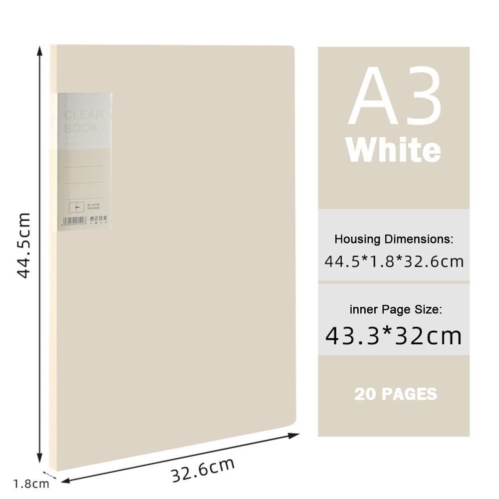 

Папка-книга А3 20/40/60 страниц Папка для хранения документов Сумка для нот white-20 pages