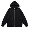 Womens Zip Up Hooded Sweatshirt Loose Fit Solid Color Casual Versatile Multiple Colors American Street Style