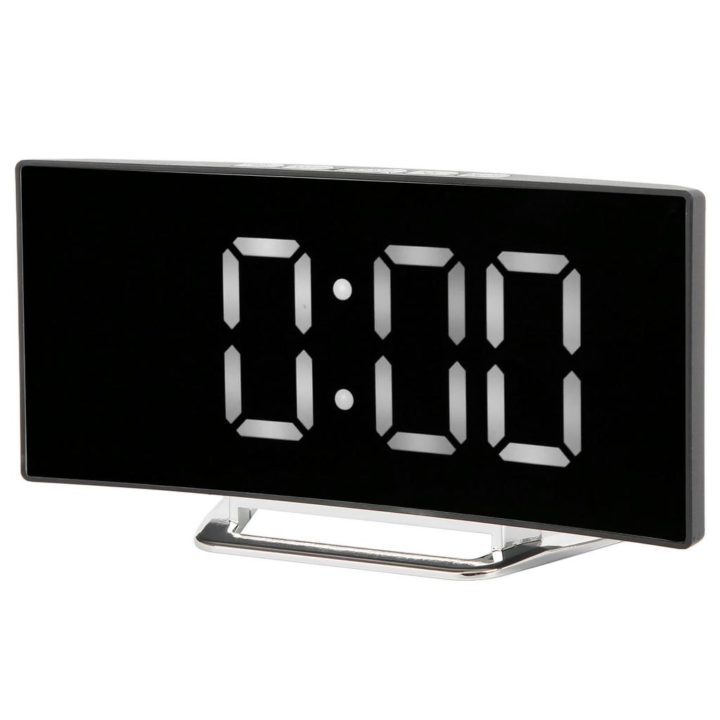 Digital Alarm Clock Mirror Smart Light Sensing Curved Screen LED Clock Digital Temperature Display Alarm Clock for Student
