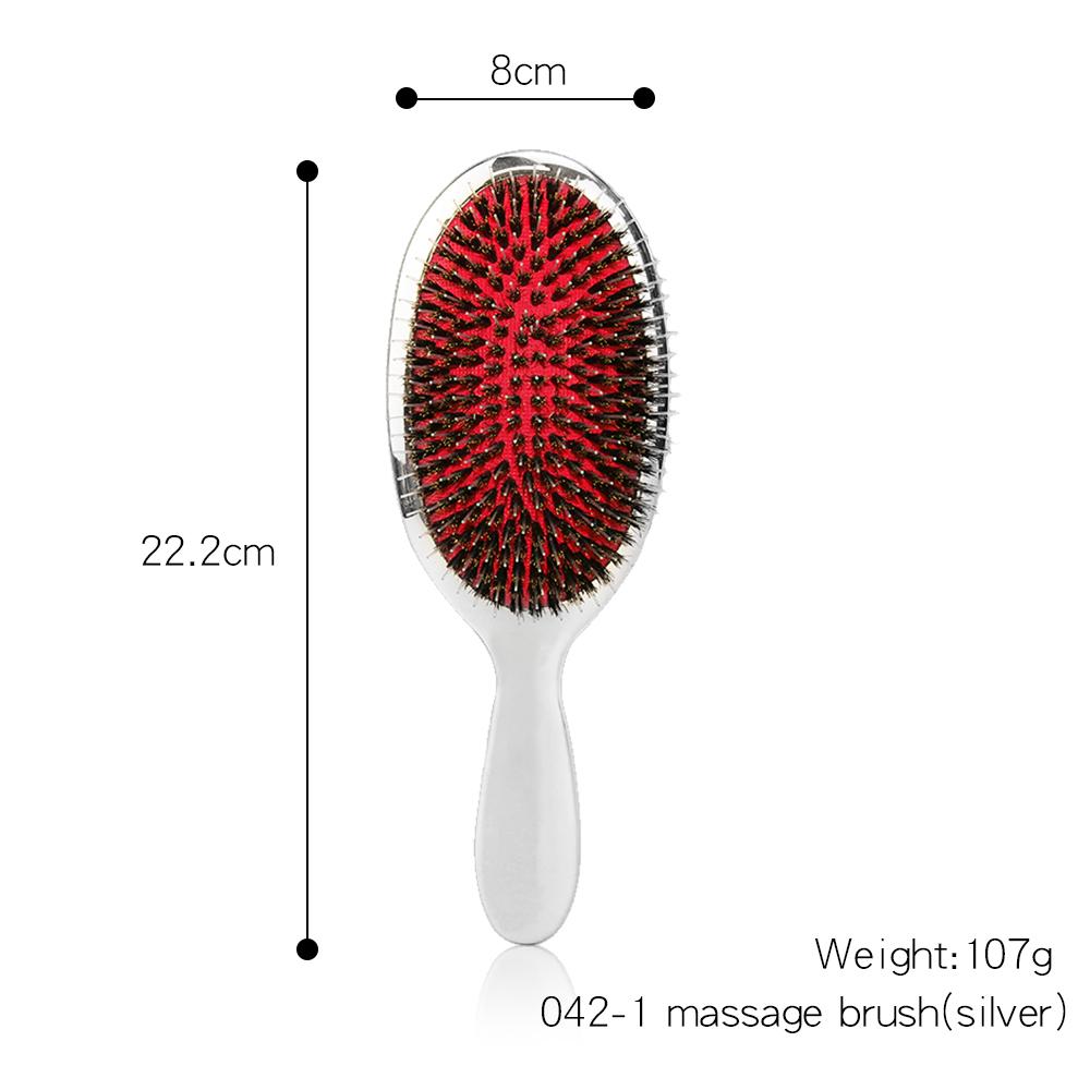 Rose Gold and Silver Metallic Finish Custom Logo ABS Nylon Teeth Boar Bristle Air Cushion Durable Extension Hair Brush