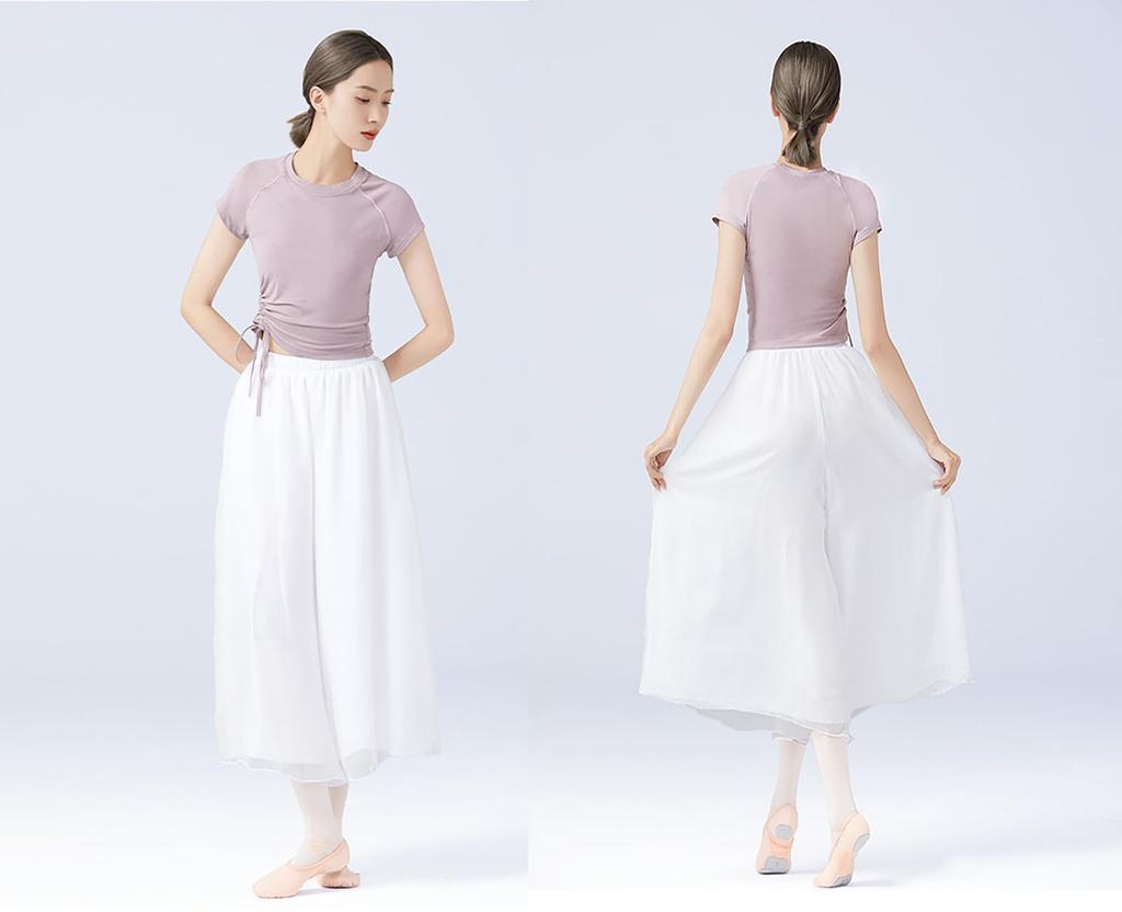 Ballet Short Sleeve Short Tops for Women Practice Wear Stretch Blouse Adjustable Gathers Classical Dance Ballroom Dance Dance Top Dance Costume Yoga