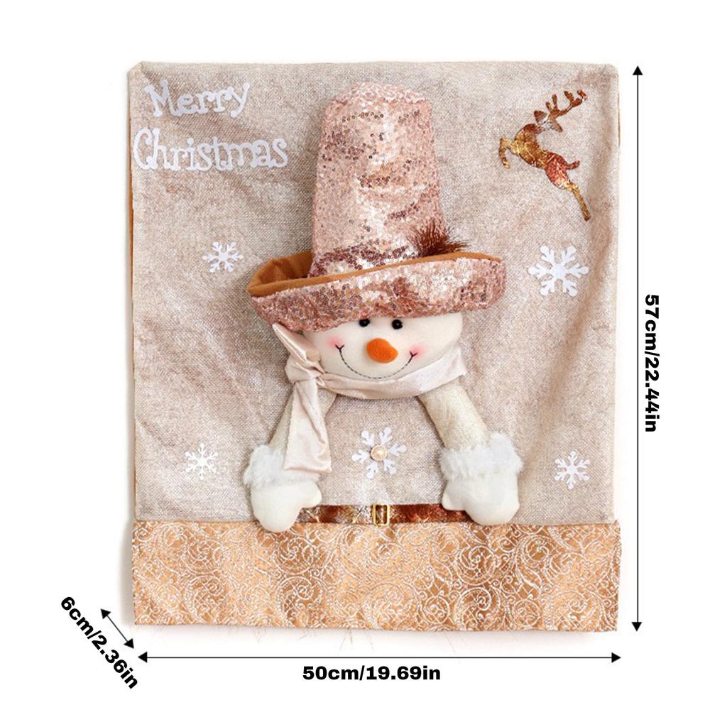 Weihnachts-Stuhlhülle Niedliches Wichtel Schneemann Rentier Design Festliche Feiertags Plüsch Muster Heim Esszimmer Stuhldekoration