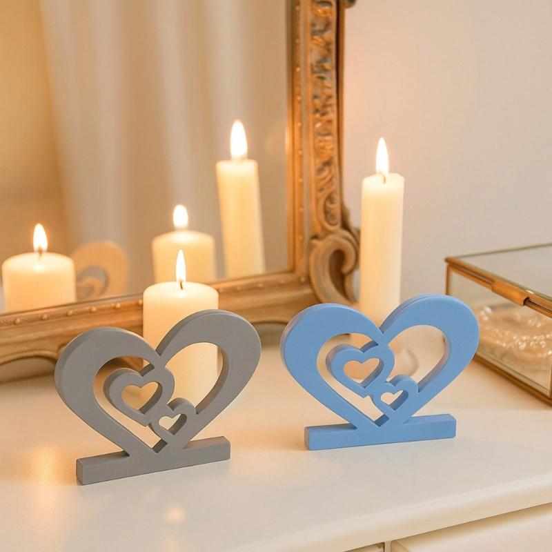 Hollowed Out Heart Shape Silicone Craft Mold Reusable Candle Holder Making Tool Gypsum Silicone Mould