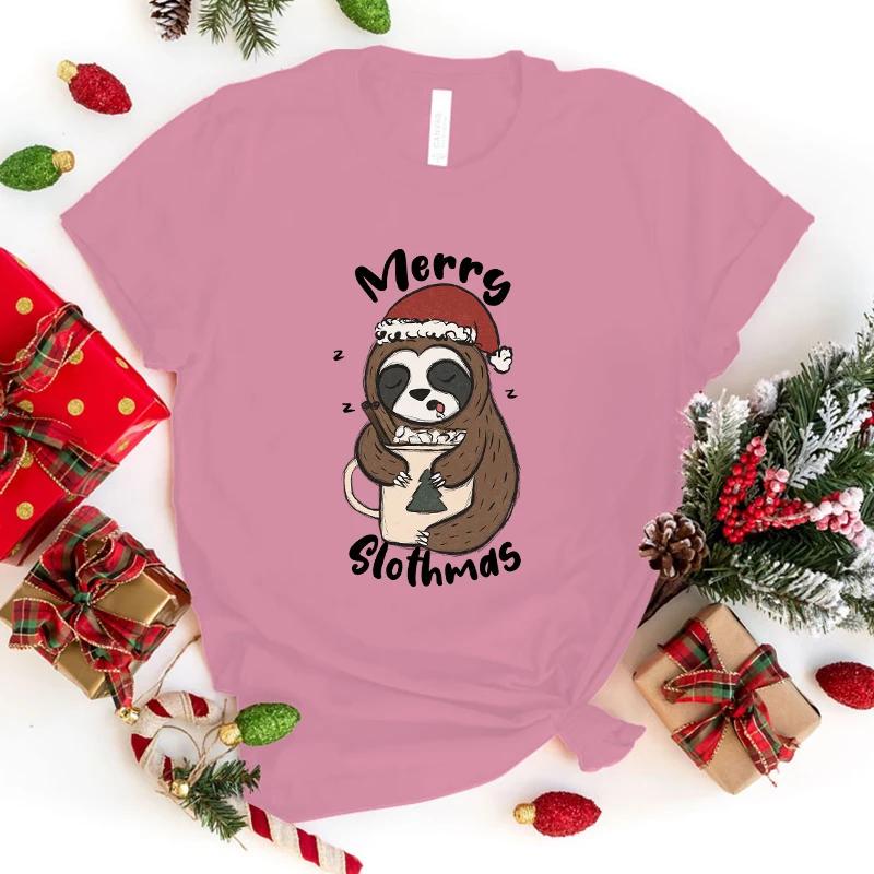 Hot Merry Christmas Sloth T Shirt Men/Women'S Funny Printing T-Shirt Casual Cool Streetwear Fashion T Shirt Couple Hip Hop Shirt