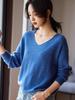 Women's Elegant V-Neck Wool Knit Sweater – High-End, Lightweight, Solid Color, Loose Fit, Perfect for Spring and Autumn.