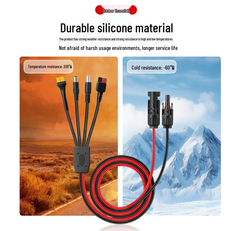 4-in-1 Solar Charging Cable: MC4, DC5521, XT60 Female, Anderson 30A