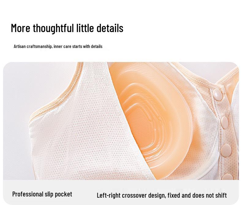 Frühling-Sommer Maulbeerseide Post-Mastektomie BH im Westenstil mit Frontverschluss