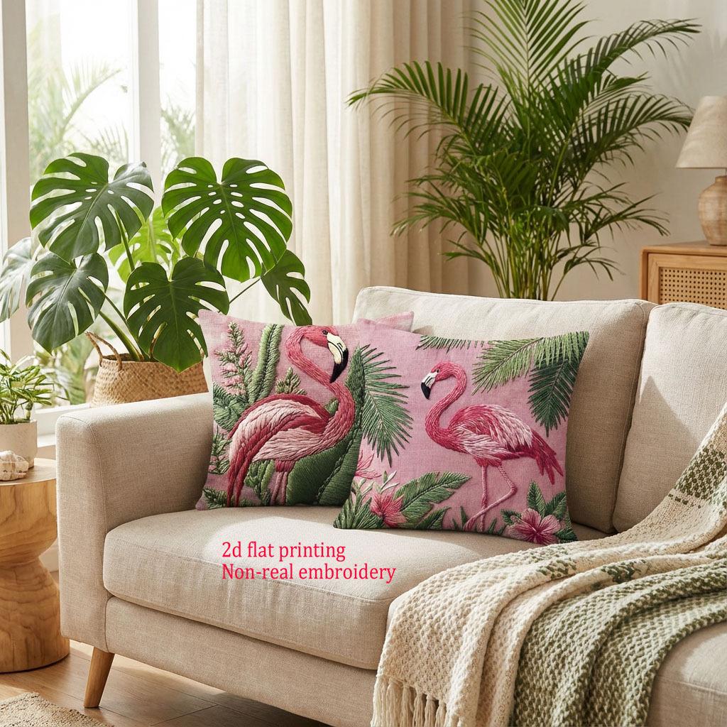 1/4pcs Tropical Flamingo Throw Pillow Covers Pink Jungle Botanical Decorative Pillow Cases for Home Sofa Bedroom Living Room