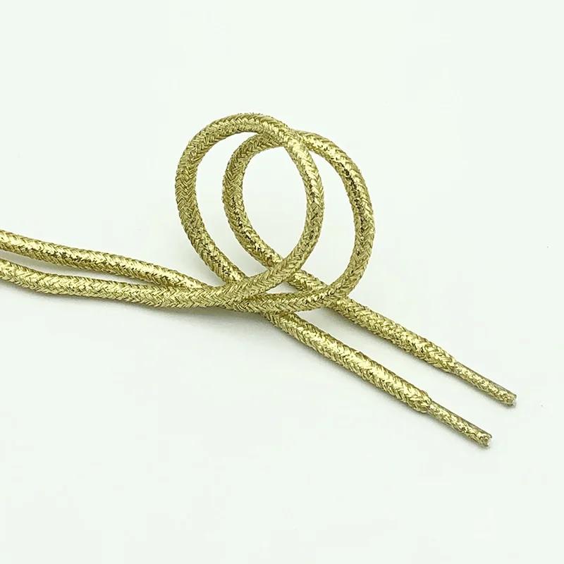 Round Shiny Metallic Glitter Shoelaces Gold Silver Silk Shoe Laces Canvas Casual Colorful Gradient Sneakers Shoelace