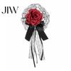 Theme Party Hair Decorations Rose Bow Clip, Lace Pearl Hairpin, Lolita Gothic Bowknot Floral Headpiece Hairpin for Women Bride Cosplay Wedding