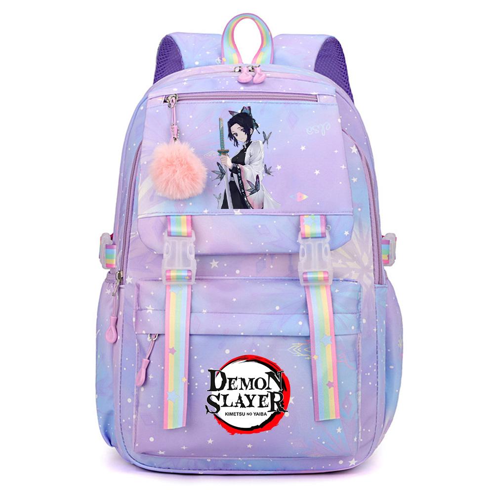 Roztomilý anime batoh s potiskem Demon Slayer pro dospívajícího studenta Školní taška Velkokapacitní Vodotěsná Cestovní taška Dárek