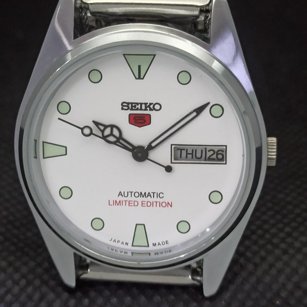 OROLOGIO VINTAGE SEIKO 5 AUTOMATICO GIAPPONESE DA UOMO GIORNO/DATA RINNOVATO a266365-8