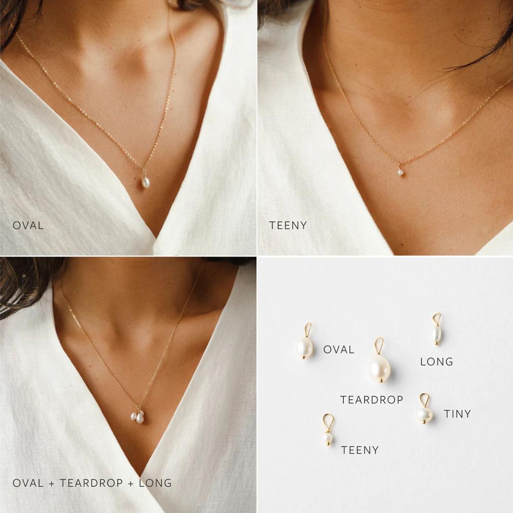 EMANCO Stainless Steel 5PCS Freshwater Pearl Necklaces DIY Irregular Chain Pearl Necklace Birthday Gift