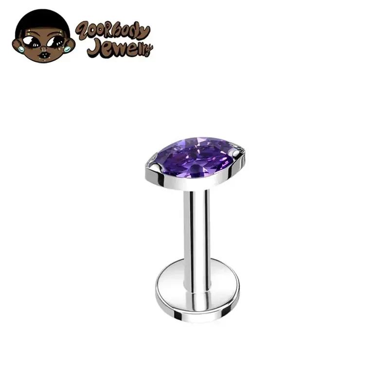 ASTM F136 Titan Labret Lippenpiercing 16G 18G Nasenring Tragus Marquise CZ Helix Knorpel Conch Ohrring Piercing Schmuck