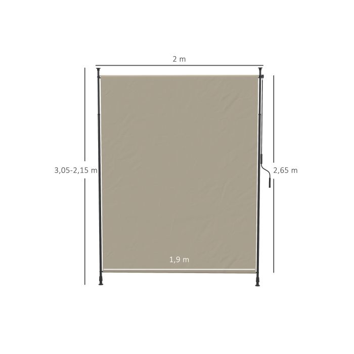 Store latéral - MUVOE - 200 x 215–305 cm - Rétractable - Cadre aluminium anti-rouille - Protection UV40+