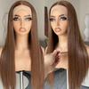 Womens Wine Red Middle Part Long Straight Wig Synthetic Heat Resistant Fiber Full Cap Daily Wear