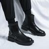 Men's round headed high top leather shoes Fashionable and versatile design styles party activities casual motorcycle men's boots
