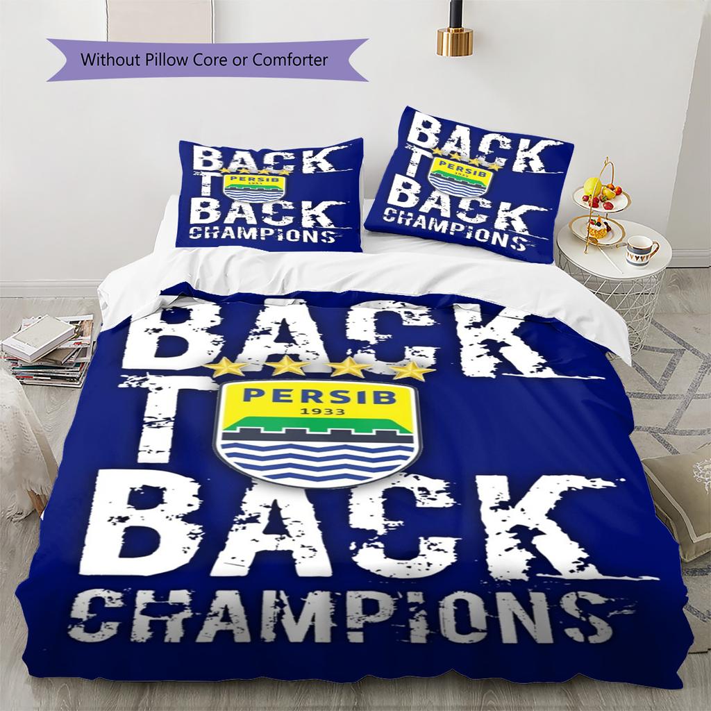 Persib Bandung Pattern Bedding Set Quilt Cover Pillowcase Home Decor Gift (1 * duvet cover + 2 * pillowcase, without core)