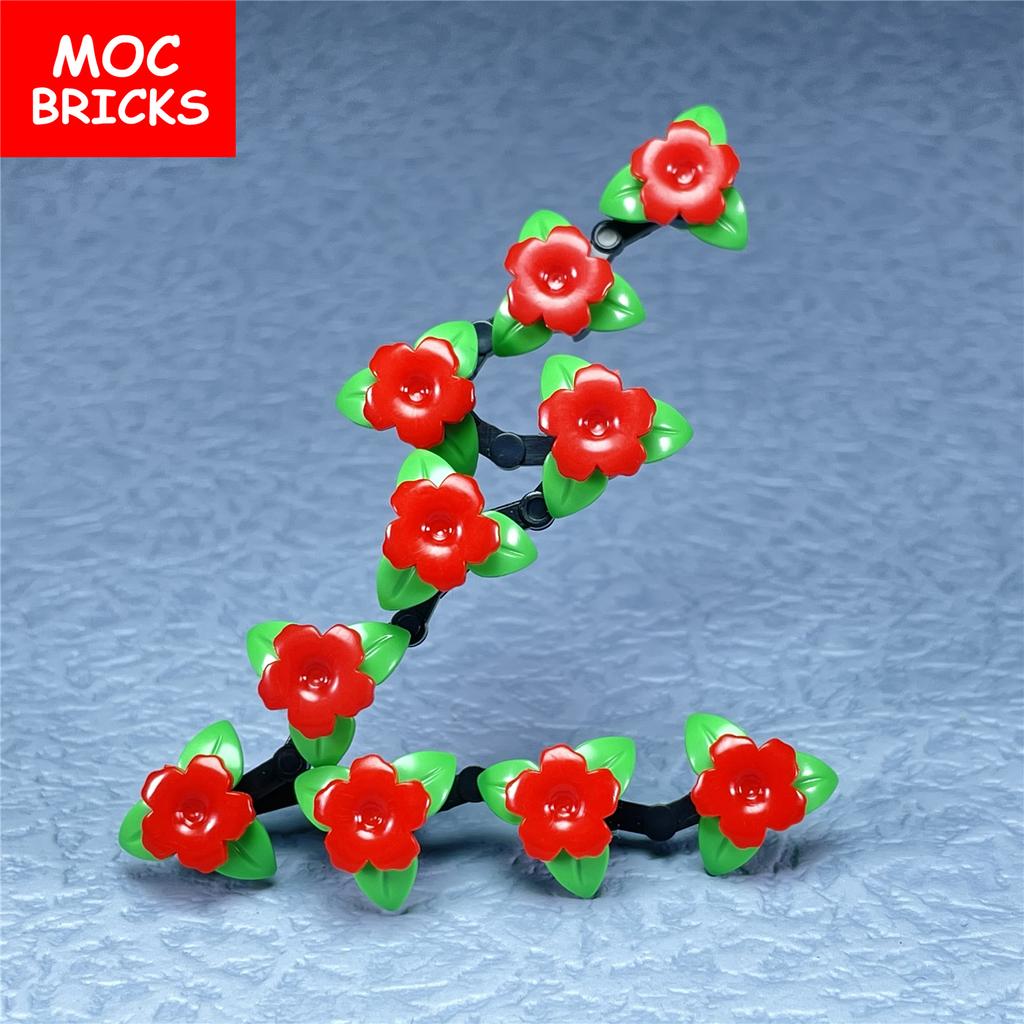 MOC Bricks Plant Stem Leaves Arm Mechanical 37695 30377 Wall Flower Building Blocks Action Educational Assembled Toys Kids Gifts