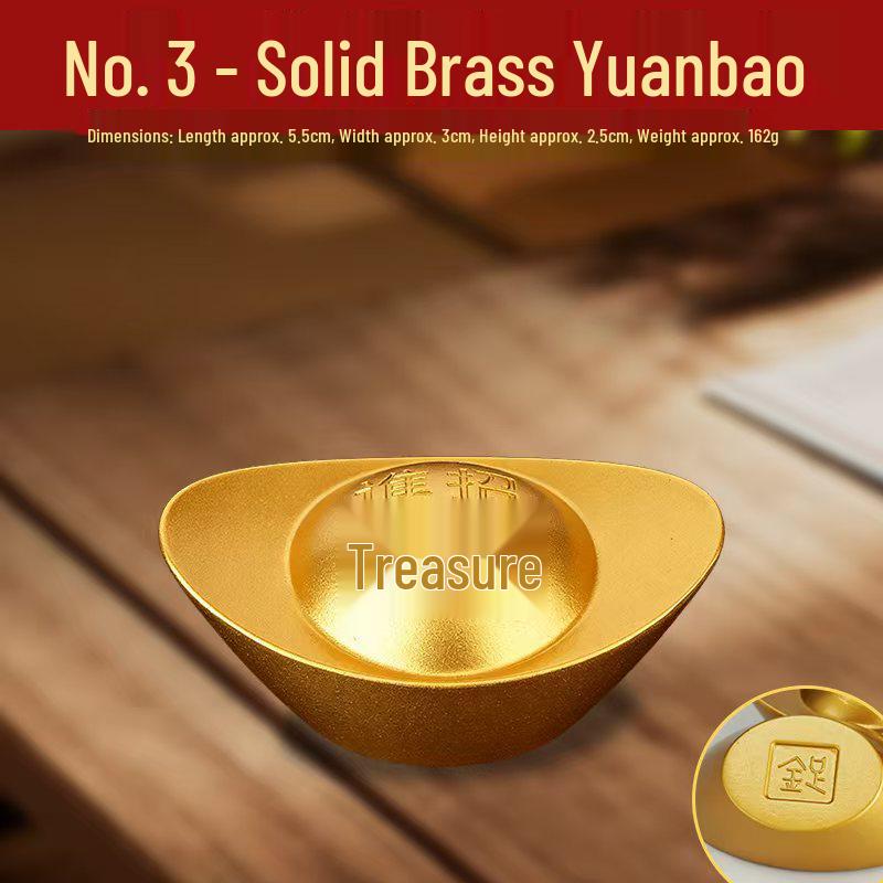 Solid Brass Sand Gold Yuanbao Ornament for Home or Shop Decor