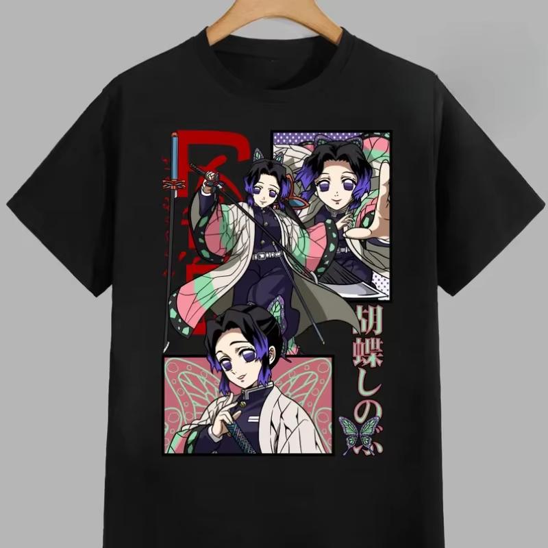 Anime Kochou Shinobu Demon Slayer T Shirt Summer Cotton Unisex Women Tee Couple Streetwear Harajuku O-Neck Fashion Casual Y2k Tops