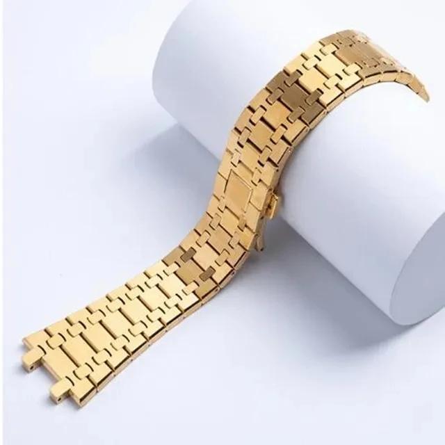 Watchbands 21mm 26mm Men Women Full Stainless Steel Bracelet For AP ROYAL OAK 15400 26331 15500 Watch Strap Folding Buckle