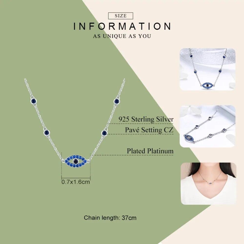 S925 Sterling Silver Blue Zircon Guardian Eye Pendant Necklaces Lucky Eye Neck Chain for Women Fine Jewelry