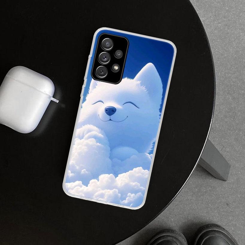 Sunny Clouds Teddy Bear Phone Case Cover for Samsung Galaxy A12 A22 A32 A52 A72 A02S A51 A50S A31 A20S A10S Note 20 Ultra 10 Plu