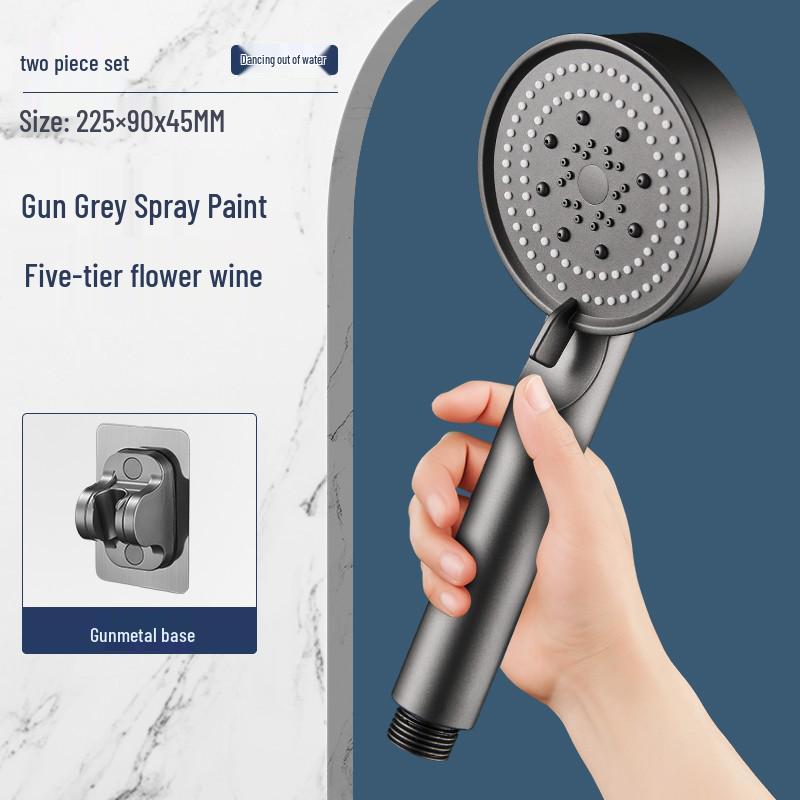 Supercharged High-Pressure Shower Head with Hose Set