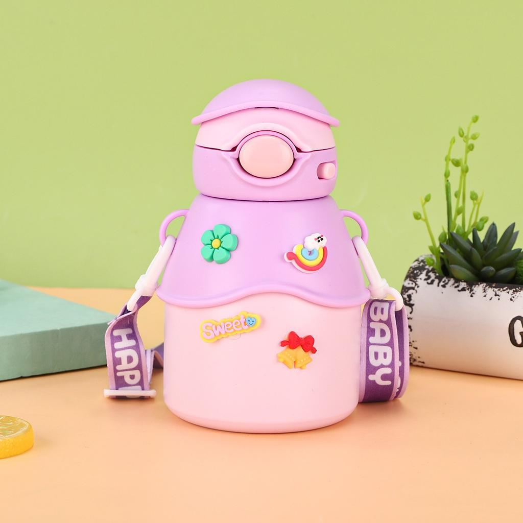 New Cartoon Figure Pot Belly Cup Stainless Steel Children's Thermos Cup Male and Female Students Portable Carrier Cup with Straw
