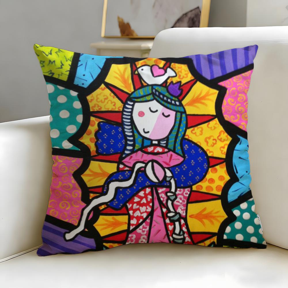 art theme Cartoon Virgin Mary Art Cushion Cover Soft & Easy-Wash Pillow Case – Versatile for Couch, Bed, Travel and Office