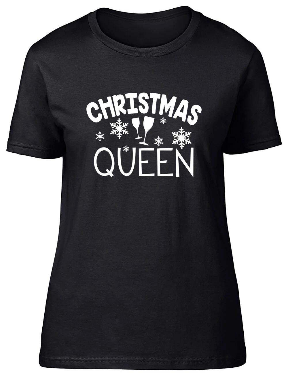 Christmas Queen Fitted Womens Ladies T Shirt M