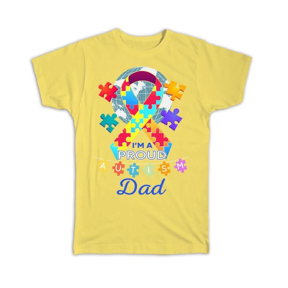 Gift T-Shirt : Autism Dad Father Proud Awareness Month Family Protection 2XL