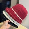 New Autumn and Winter Big Head Hat Women's Bucket Hat Women's Winter Warm and Face Showing Small Basin Hat Solid Color Striped Fisherman Hat
