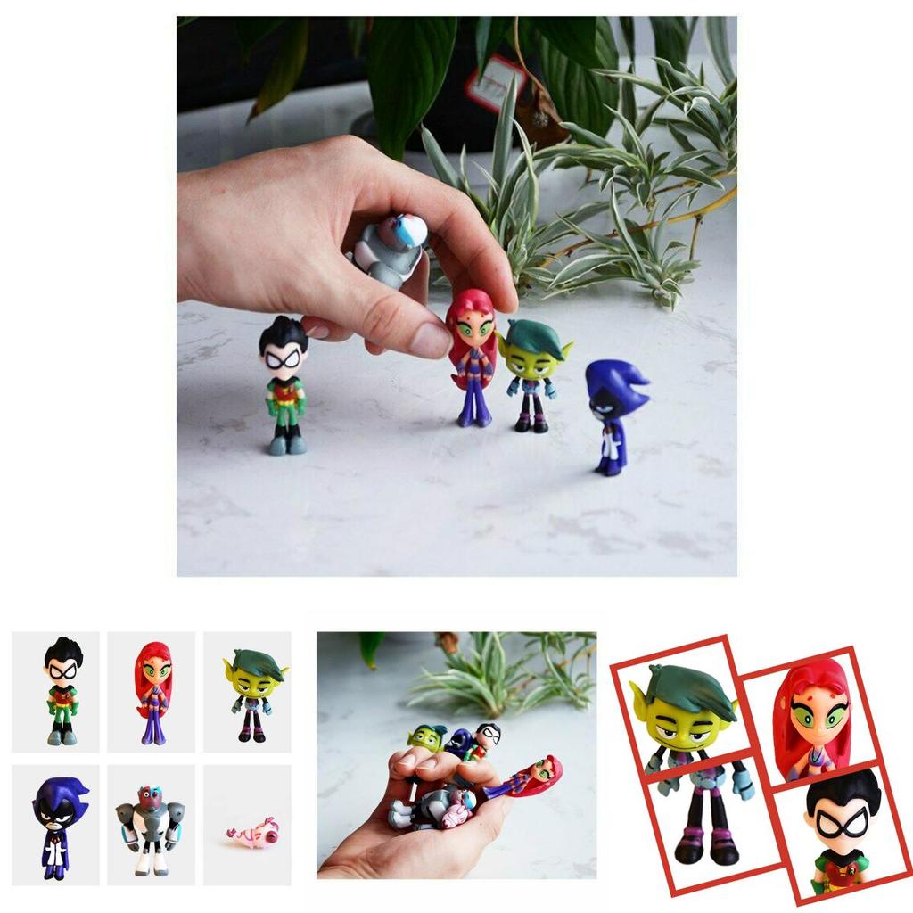 Colorful Teen Titans Go Miniature Set With Robin Raven Beast Boy Starfire Characters