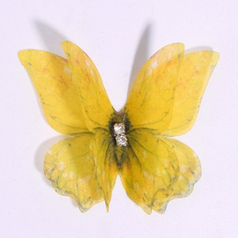 50Pcs 3D Organza Fabric Butterfly Appliques Colorful Translucent Simulation Mesh Butterfly Patch Double-layer