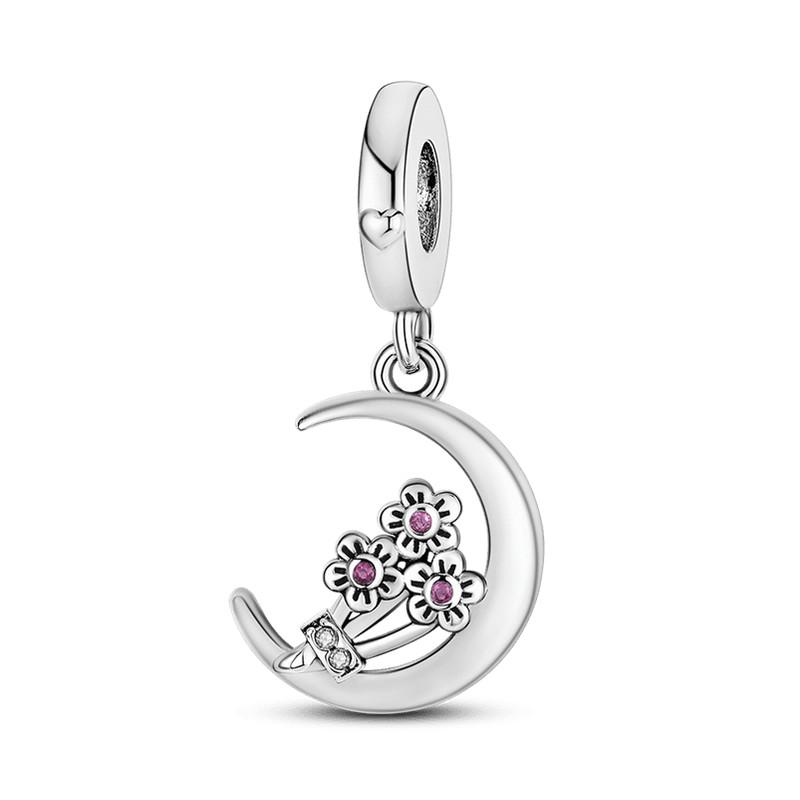 Flower Charms Fit Bracelets Sunflower 925 Silver Tulip Sakura Daisy Rose Flowers Beads DIY Jewelry Making